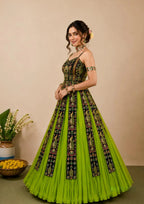 Rangsa Banglore Thread & Sequins Embroidered Lehenga with Top