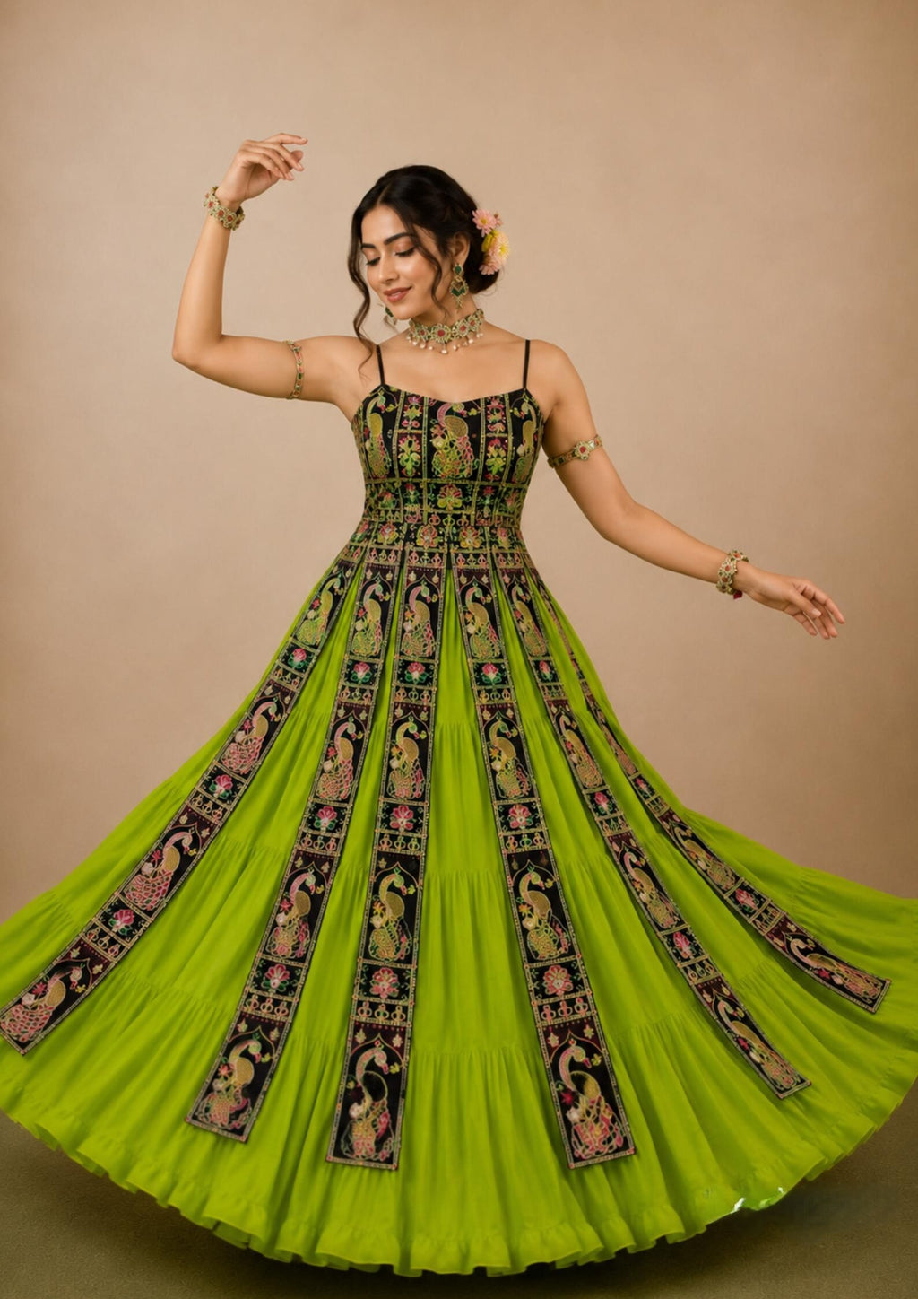 Rangsa Banglore Thread & Sequins Embroidered Lehenga with Top