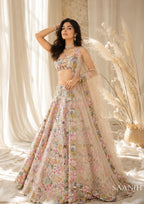 Aaralika Floral Embroidered Lehenga Choli Set Bridal Mehendi Sangeet Reception Outfit