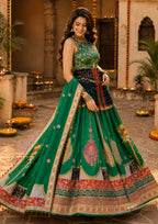 Kashmira Maslin Cotton Digital Print Lehenga Set with Stitched Choli & Dupatta