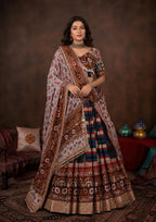 Eshvika Muslin Cotton Digital Print Lehenga Choli Set with Real Mirror & Latkan Work