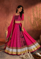 Aashvi Muslin Cotton Digital Print & Mirror Work Lehenga Choli Set with Dupatta