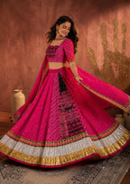 Aashvi Muslin Cotton Digital Print & Mirror Work Lehenga Choli Set with Dupatta