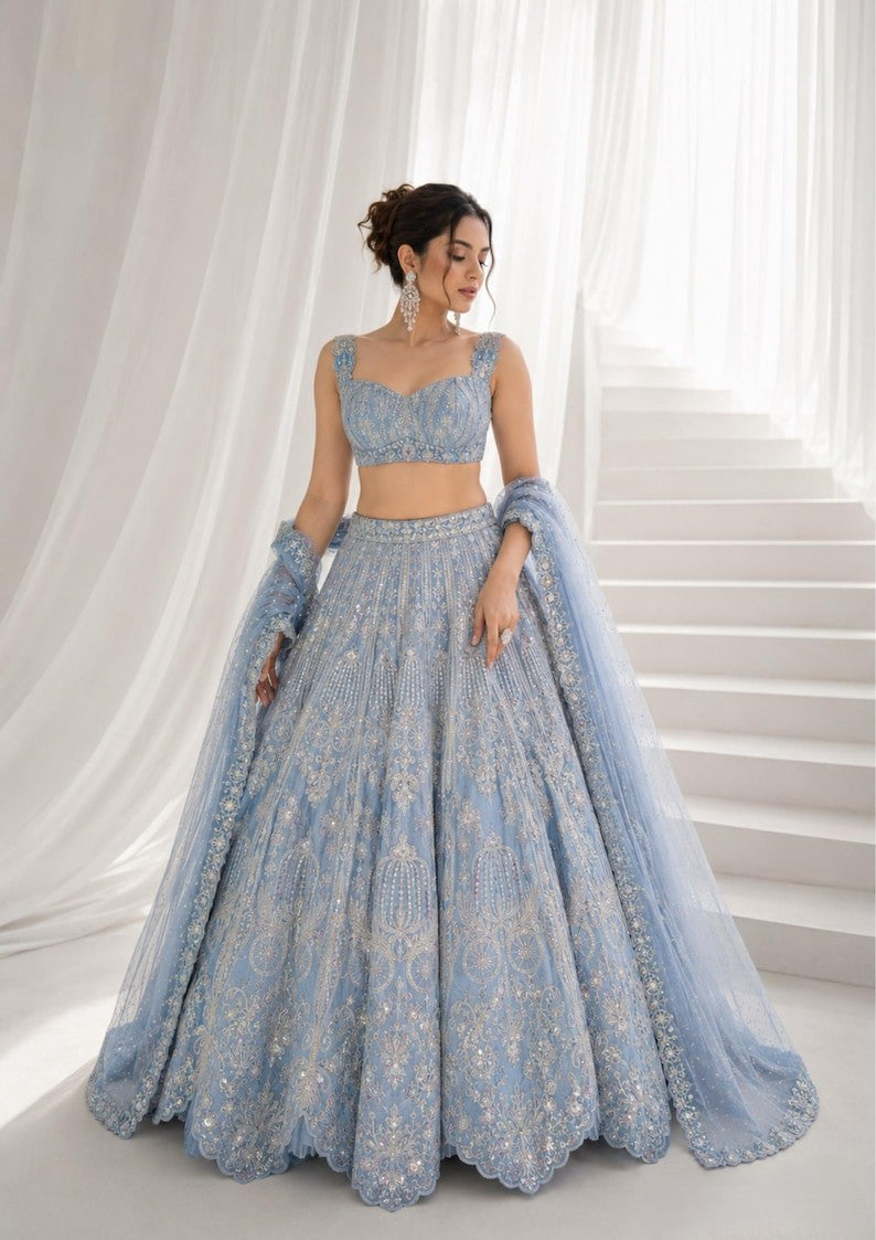 Rivanya Silk Dori & Sequins Work Lehenga Choli with Net Dupatta