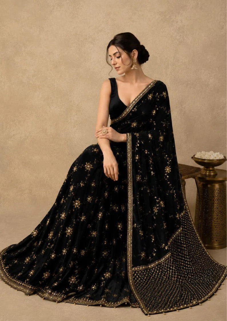 Noor Georgette Lehenga Style Saree with Thread & Sequins Work with Blouse & Dupatta