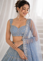 Rivanya Silk Dori & Sequins Work Lehenga Choli with Net Dupatta