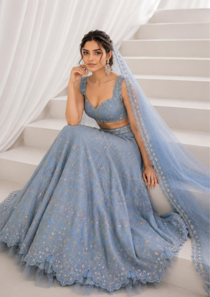 Rivanya Silk Dori & Sequins Work Lehenga Choli with Net Dupatta