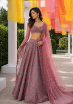 Luxury Thai Silk Sequins & Thread Work Lehenga Choli Set for Wedding
