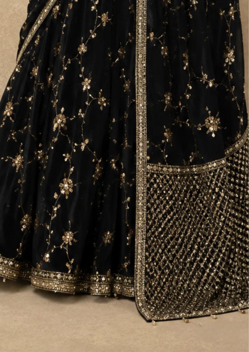 Noor Georgette Lehenga Style Saree with Thread & Sequins Work with Blouse & Dupatta
