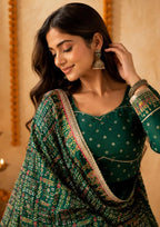 Veda Muslin Cotton Mirror Work & Canvas Patta Border Lehenga with Choli & Dupatta