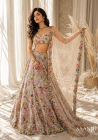 Aaralika Floral Embroidered Lehenga Choli Set Bridal Mehendi Sangeet Reception Outfit