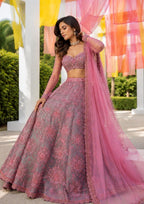 Luxury Thai Silk Sequins & Thread Work Lehenga Choli Set for Wedding