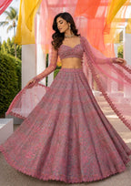 Luxury Thai Silk Sequins & Thread Work Lehenga Choli Set for Wedding