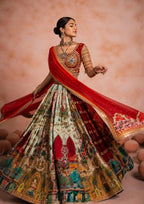 Vastrika Muslin Cotton Mirror Work Lehenga Choli with Lace Border Dupatta