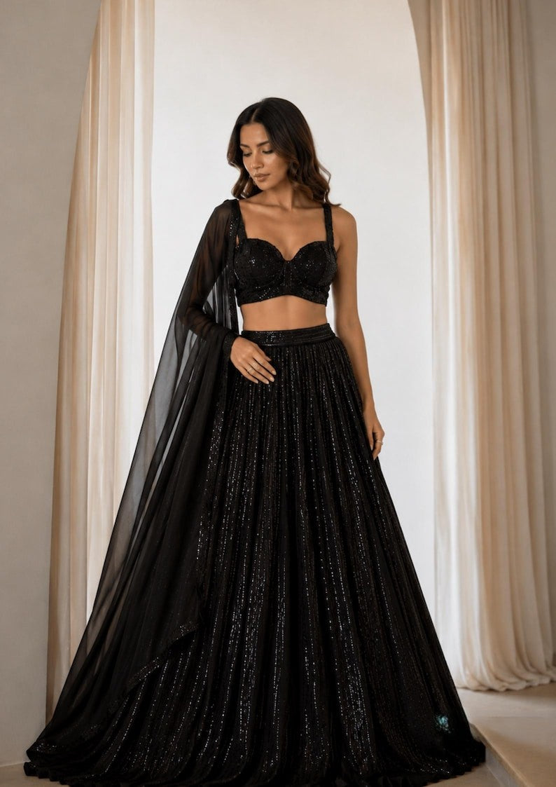 Designer Georgette Ready to Wear Lehenga Choli Set with Sequins Work