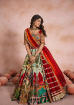Vastrika Muslin Cotton Mirror Work Lehenga Choli with Lace Border Dupatta
