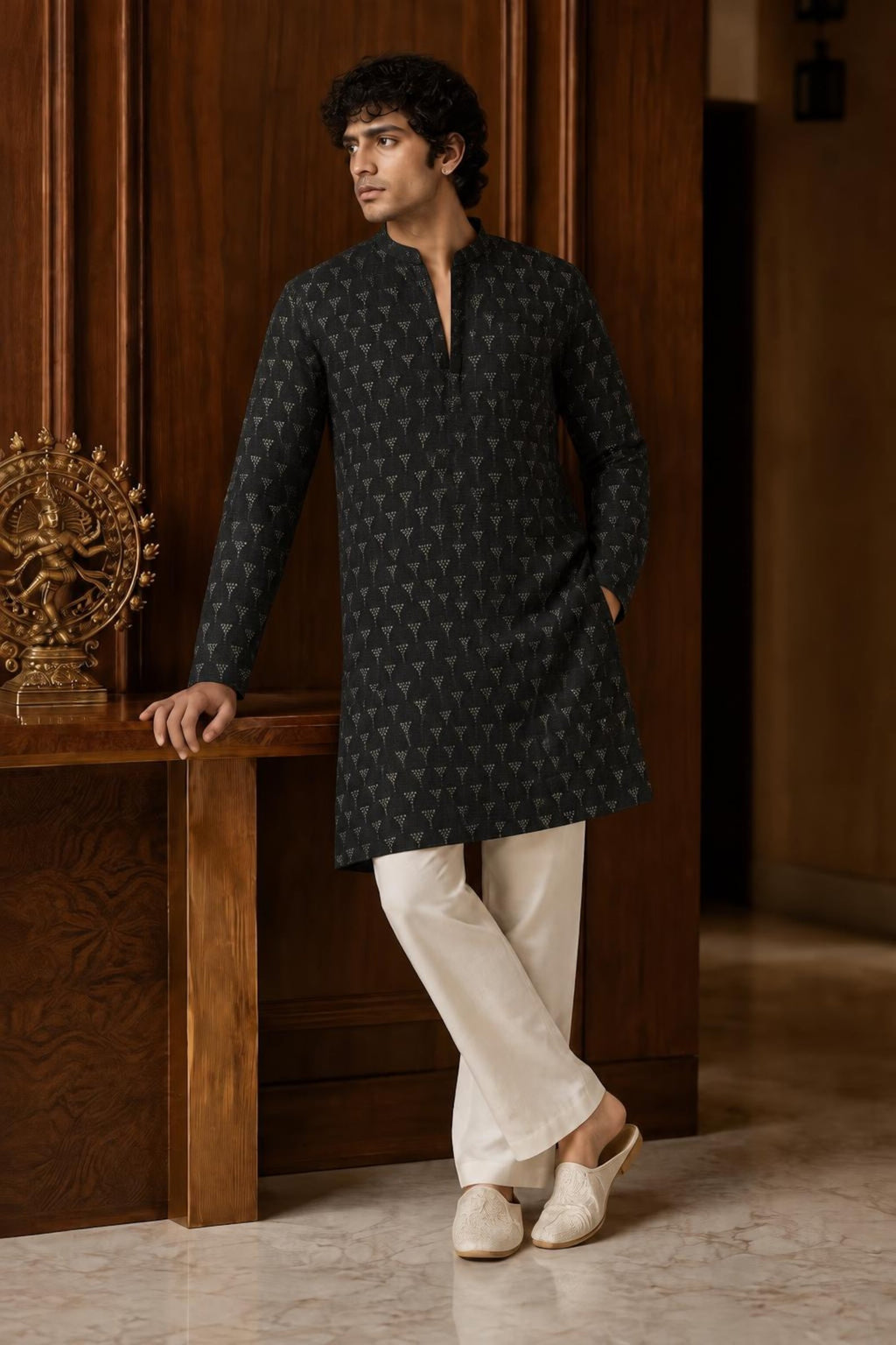 Ruhan Men's Sequins Embroidered Kurta Set with Pajama | Designer Festive & Wedding Wear