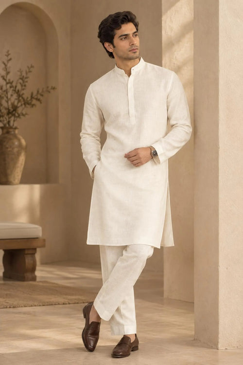 Aariz Men's Premium Linen Kurta Pajama Set Classic Traditional Ethnic Wear