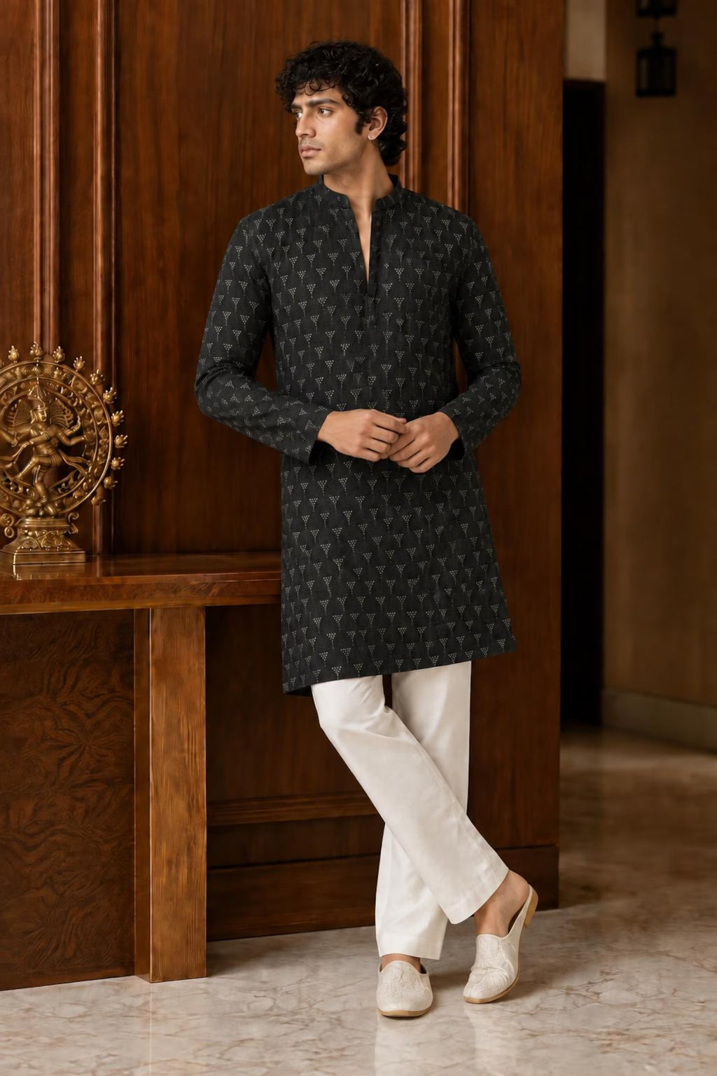 Ruhan Men's Sequins Embroidered Kurta Set with Pajama | Designer Festive & Wedding Wear