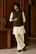 Aariv Men's Designer Twill Jacket with Cotton Kurta Pyjama Set