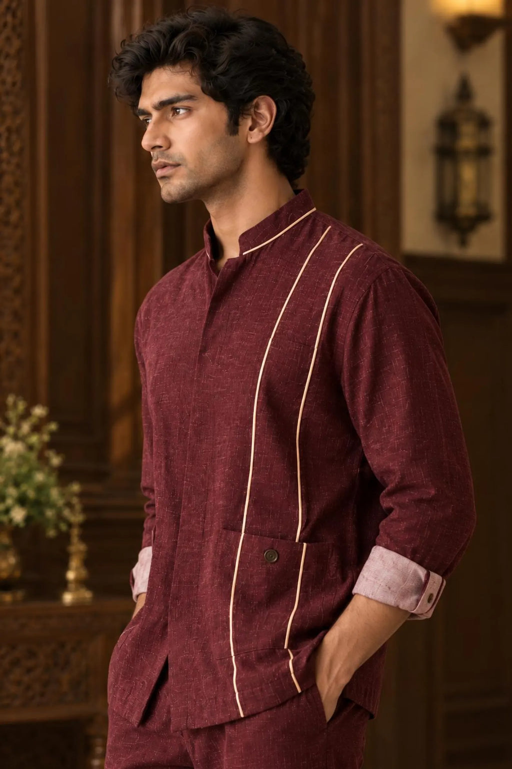 Aurev Men's Linen Shirt & Tailored Pant Co-Ord Set Modern Summer Casual Wear