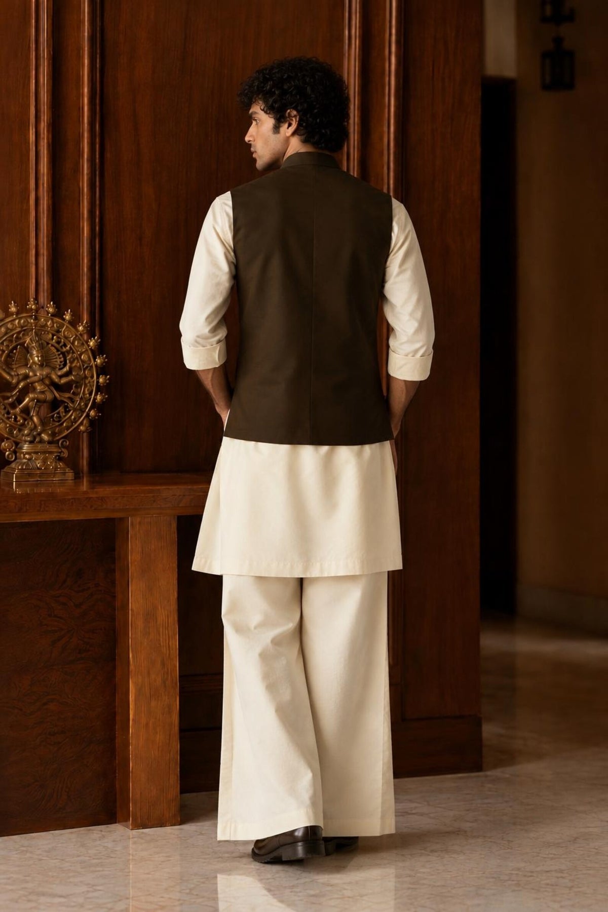 Aariv Men's Designer Twill Jacket with Cotton Kurta Pyjama Set