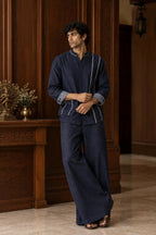 Denvor Men's Denim Shirt & Tailored Pant Co-Ord Set Modern Casual Streetwear
