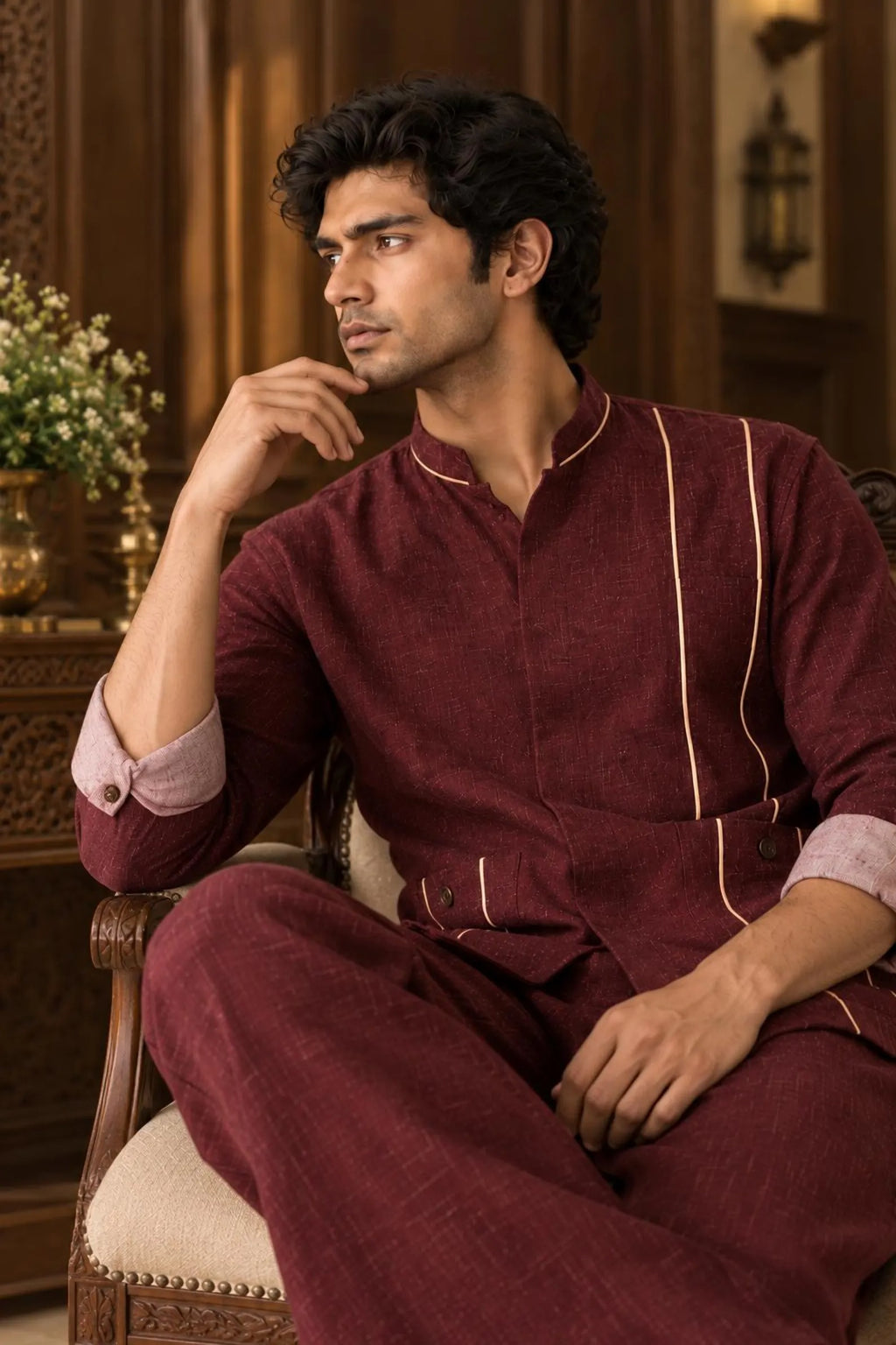 Aurev Men's Linen Shirt & Tailored Pant Co-Ord Set Modern Summer Casual Wear
