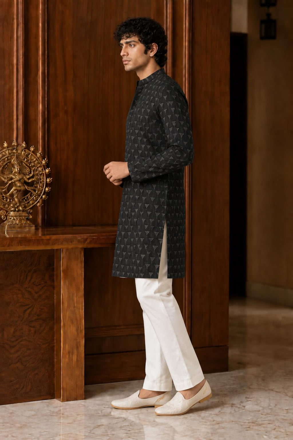 Ruhan Men's Sequins Embroidered Kurta Set with Pajama | Designer Festive & Wedding Wear
