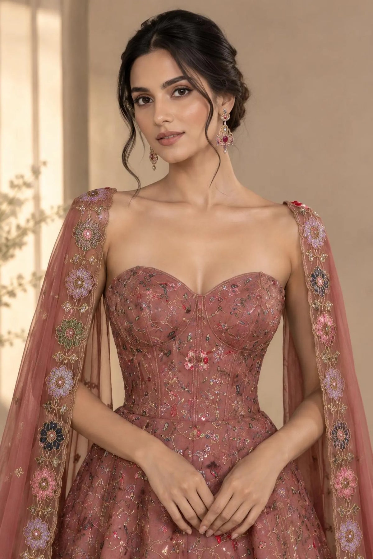 Aarohi Corset Anarkali Gown with Stone & Sequin Embroidery Designer Wedding Wear