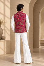 Zayra Men's Embroidered Jacket Shirt & Bell Bottom Pant Set | Designer Wedding Wear