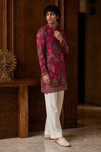 Zarvish Men's Digital Printed Kurta Pajama Set with Zari Embroidery for Weddings & Festive Wear