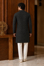 Ruhan Men's Sequins Embroidered Kurta Set with Pajama | Designer Festive & Wedding Wear