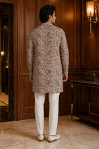 Abeer Royal Men's Digital Printed Kurta Pant Set with Zari Embroidery & Heavy Sequin Work for Weddings and Festive Wear