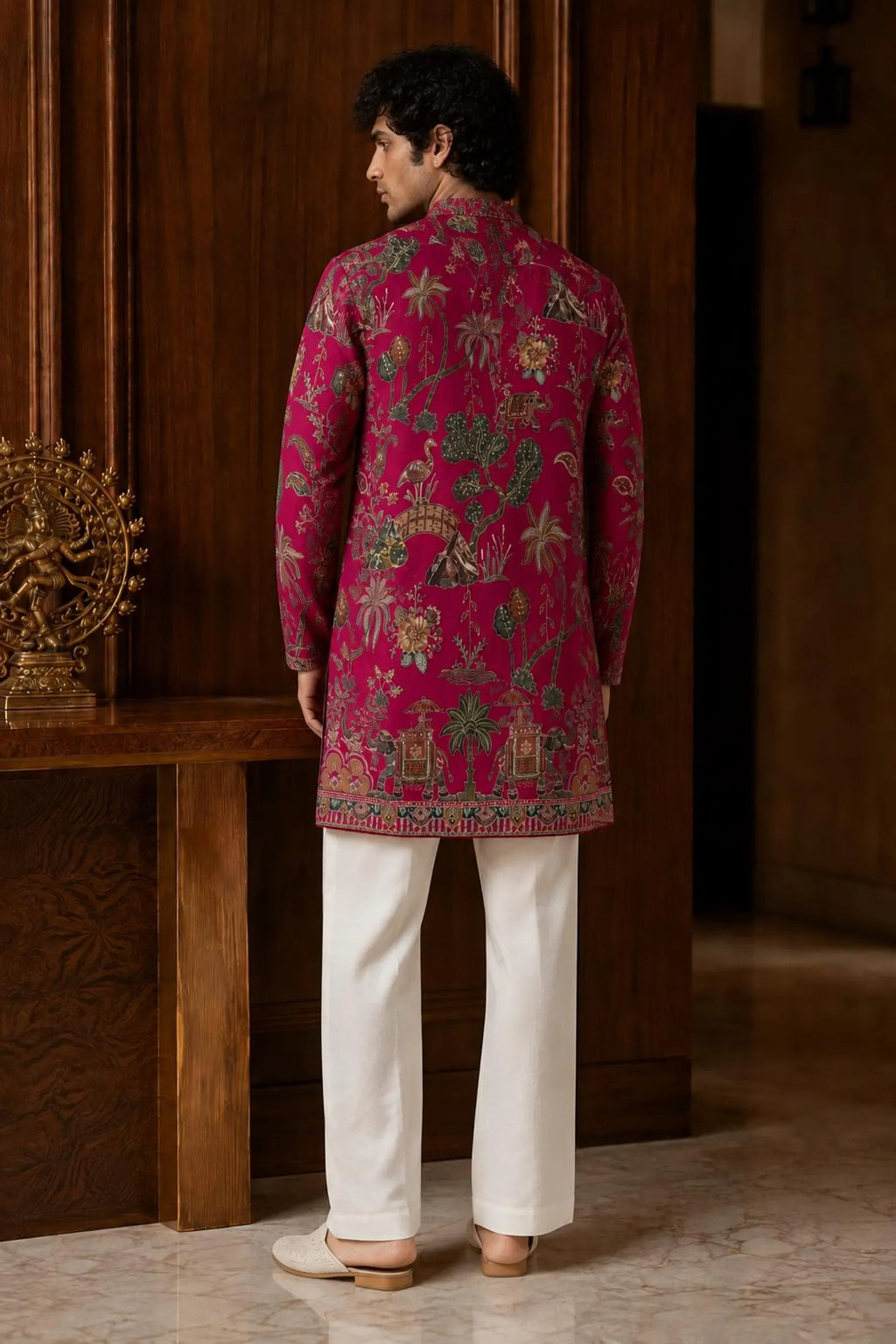 Zarvish Men's Digital Printed Kurta Pajama Set with Zari Embroidery for Weddings & Festive Wear