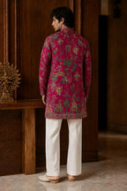 Zarvish Men's Digital Printed Kurta Pajama Set with Zari Embroidery for Weddings & Festive Wear