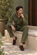 Aarvian Men's Premium Linen Safari Jacket & Pant Set | Modern Summer Party & Resort Wear