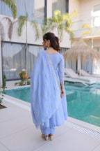 Premium Chanderi Silk Gown with Beads Embroidery Work
