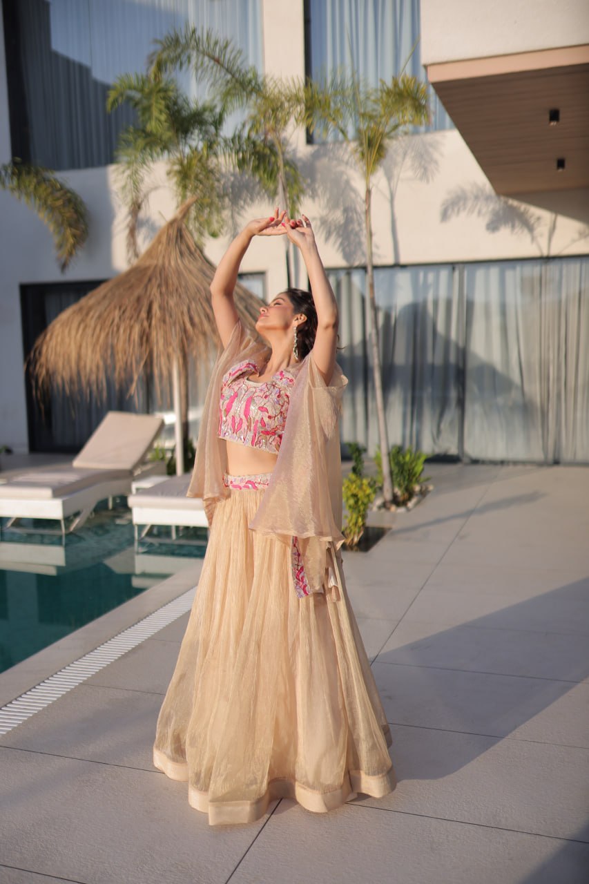 Royal Sindur Silk Full Stitched Lehenga with Designer Shrug