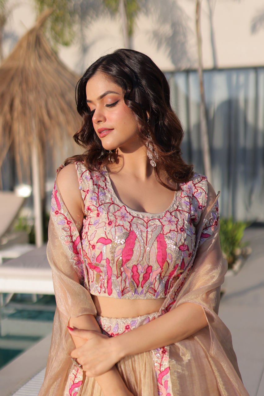 Royal Sindur Silk Full Stitched Lehenga with Designer Shrug