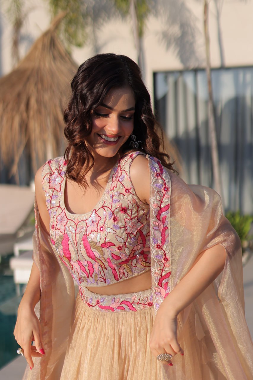 Royal Sindur Silk Full Stitched Lehenga with Designer Shrug