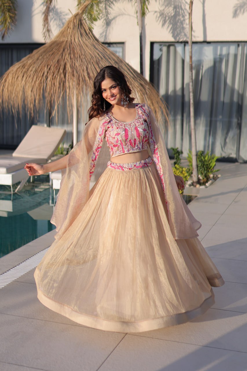 Royal Sindur Silk Full Stitched Lehenga with Designer Shrug