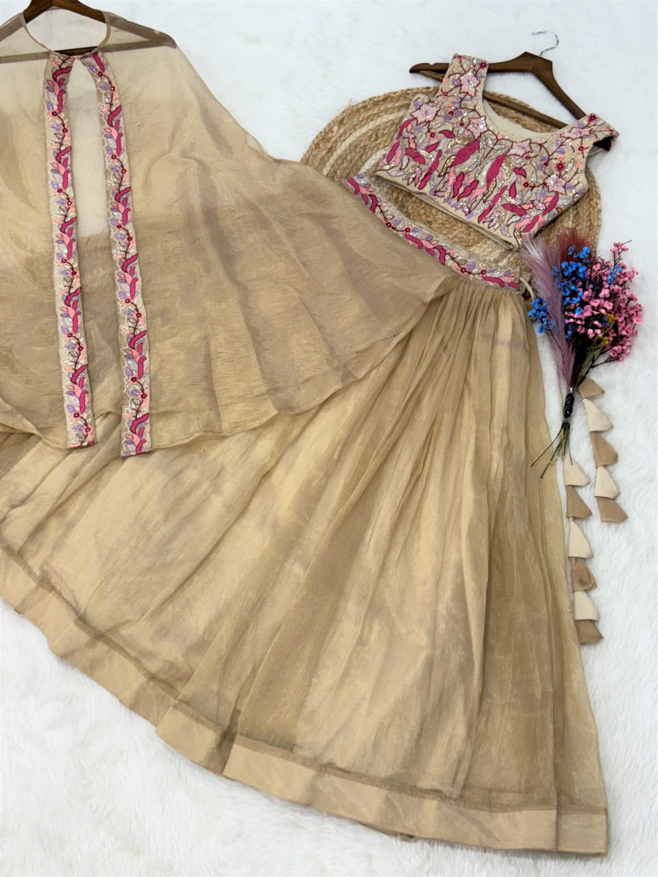 Royal Sindur Silk Full Stitched Lehenga with Designer Shrug