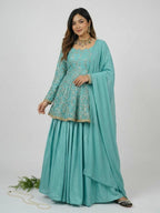 Nayara Fandy Silk 5mm Sequins Embroidered Kediyu Lehenga with Dupatta