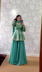Nayara Fandy Silk 5mm Sequins Embroidered Kediyu Lehenga with Dupatta