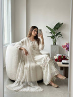 Elora Crunchy Silk Thread & Sequins Embroidered Palazzo Suit with Dupatta