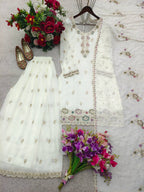 Elora Crunchy Silk Thread & Sequins Embroidered Palazzo Suit with Dupatta