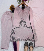 Vanya Natural Crepe Silk Multi Cotton Dagha Embroidered Farshi Pant Suit with Dupatta