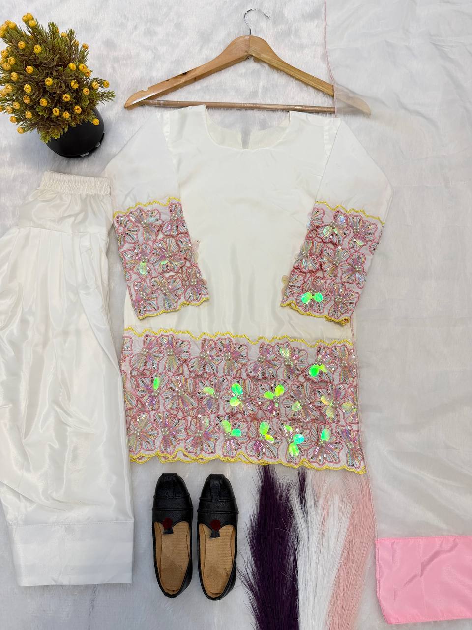 Meher Crepe Silk Embroidered Farshi Salwar Suit with Organza Dupatta for Festive & Wedding Wear