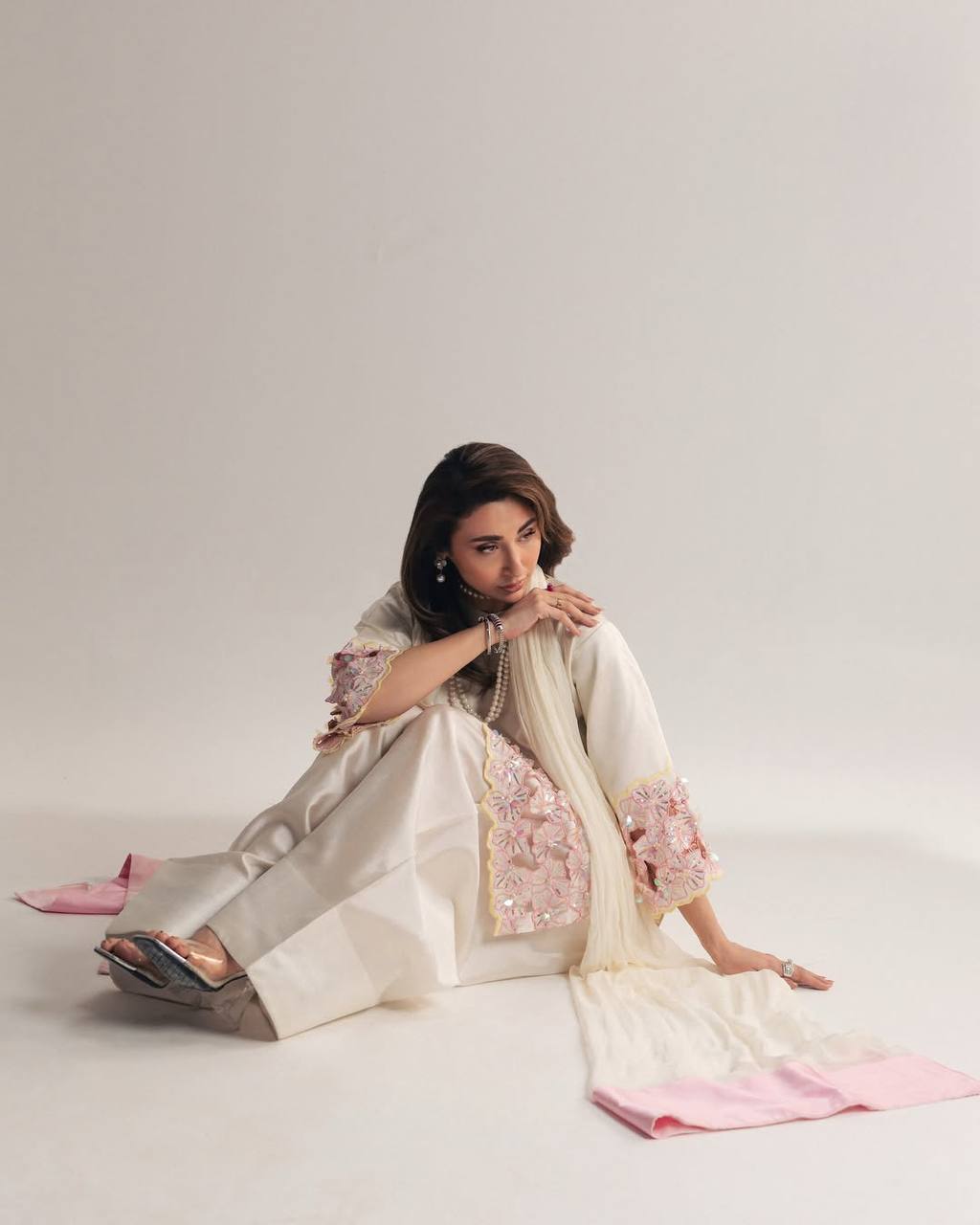 Meher Crepe Silk Embroidered Farshi Salwar Suit with Organza Dupatta for Festive & Wedding Wear
